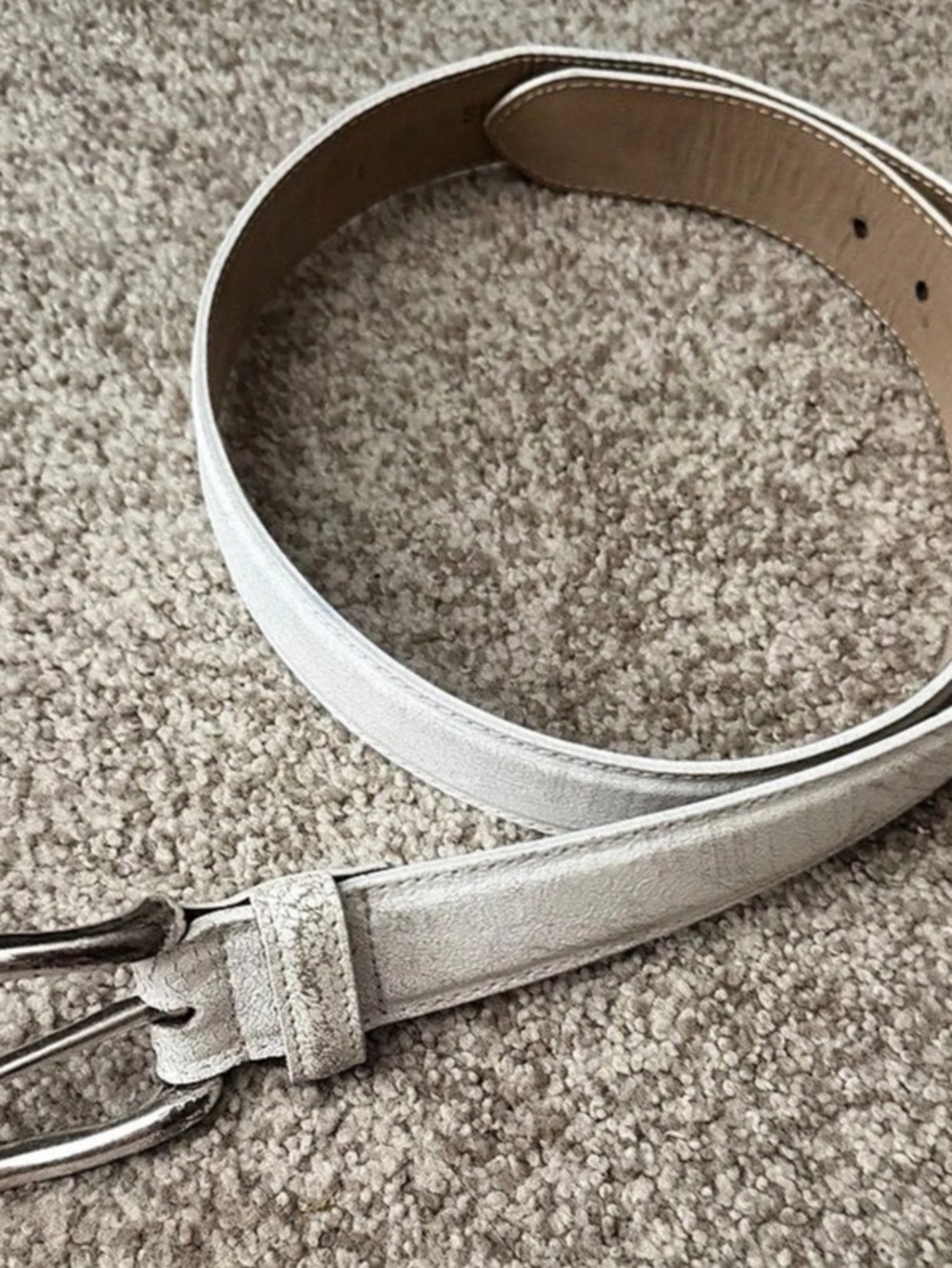 Streets Ahead Leather Belt in White with Silver-Tone Buckle